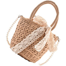 Strohgeflochtene Umhängetasche für Damen, modische Schultertasche, Strandtasche aus Flechtwerk, ideal für Reisen und Aufbewahrung