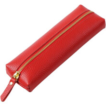 Rotes Federmäppchen mit Litschi-Textur, großes Fassungsvermögen, Reißverschluss, robuster Organizer für Schreibwaren