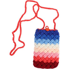 Handgewebte Umhängetasche für Handys, bunte Patchwork-Handytasche aus Wollgarn