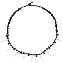 Wolfshalskette im Tribal-Stil, Herrenanhänger, Vintage-Schmuck aus künstlichen Wolfszähnen, Kordelhalsband
