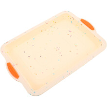 Molde cuadrado antiadherente de silicona para mini pasteles, color beige, apto para uso alimentario, fácil de desmoldar.