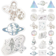 Set holografischer Scrapbook-Sticker, DIY-Planer- und Journal-Dekorationssticker mit Galaxy-Folienakzent