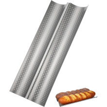 2-Schlitz-Backblech für Brotstangen aus Kohlenstoffstahl, antihaftbeschichtet, für Zuhause