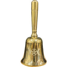 Vintage-Handglocke für Altar, Messing, Pentagrammform, goldfarben