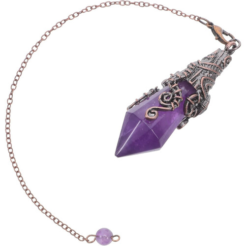 Amethyst Pendulum Crystal Hexagonal Point Natural Stone Hanging Ornament