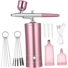 Electric Airbrush Kit for Nail Art and Makeup, Cordless Portable Air Brush with USB Rechargeable Compressor