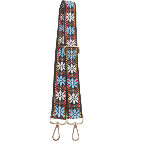 Floral Pattern Banjo Shoulder Strap Adjustable Polyester Replacement Belt for Acoustic and Electric Instruments