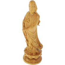 Buddha-Figur aus Holz, Tischskulptur Guanyin im Retro-Stil, kleine Buddha-Figur aus Holz