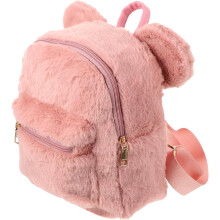 Plüsch-Bärenohren-Rucksack für Mädchen, rosa, flauschiger, modischer Tagesrucksack, weiche, lässige Zwei-Schulter-Tasche, geeignet