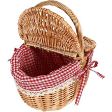 Rieten mand met dubbele deksels, draagbare geweven mand, creatief ontwerp, praktische opbergbak