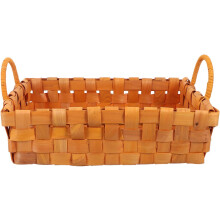 Cesta de almacenamiento de madera tejida, cesta para pan, hecha a mano, material de madera, fácil de mover, para organizar artículos diversos.