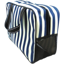 Gestreifte Duschtasche, großer Kulturkorb, Waschtasche, stilvoller Kosmetikorganizer