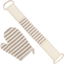 2-teiliges Set aus Peeling-Schwamm und Hautreinigungshandschuh aus Leinen, komfortables Badehandtuch