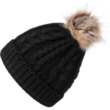 Berretto lavorato a maglia per donna, berretto caldo con pompon.