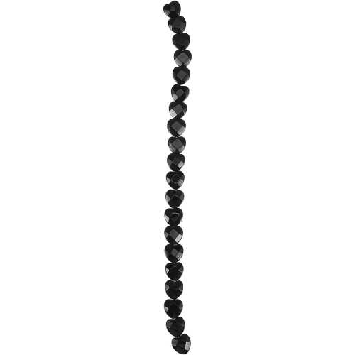 Heart Shape Black Agate Beads String 20 Pieces Natural Stone Loose Beads