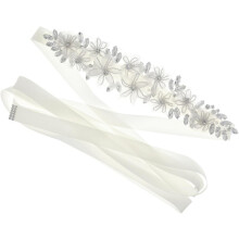 Rhinestone Bride Belt Elegant Wedding Dress Accessory Self Tie Satin Ribbon for Easy