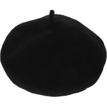 Klassische französische Wollbasarettmütze für Damen, warm und kuschelig, perfekt für Herbst und Winter, lässig und festlich, modisch, schwarz
