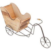 Decoración vintage con forma de bicicleta, hecha de madera y hierro. Escultura única inspirada en una bicicleta.