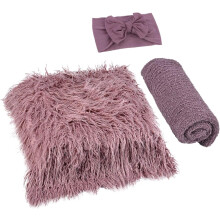 3-delige babyfotoset met dekentje, wikkeldoek en strik voor pasgeborenen, zacht en comfortabel voor de mooiste herinneringen aan het eerste jaar.