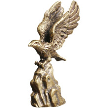 Adlerfigur mit ausgebreiteten Flügeln, Adlerskulptur, 14 x 9,4 x 18 cm, Messing, realistische Stalldekoration