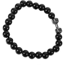 Schwarzes Herren-Perlenarmband, Hantelgewicht-Armband, Fitness-Schmuck für Männer, Perlenverzierung