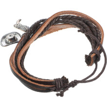 Western-Cowboy-Armband aus mehrlagigem Leder für Herren, farbecht, schwarz geflochten