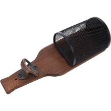 Aan de muur te bevestigen flesopener, bieropener, dopvanger, houten flesopener