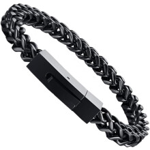 Punk-Armband aus Edelstahl mit Schlossverschluss, Hip-Hop-Armreif für Herren, Schwarz, 21,5 cm, Handgelenkschmuck