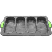 Non-stick silikonbrödform med 4 galler för gör-det-själv-brödbakning, lätt att förvara och flexibel kakform