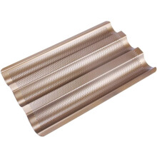 Goldene Kastenform, antihaftbeschichtet, Brotbackform aus Kohlenstoffstahl mit 3 perforierten Schlitzen