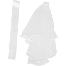 2-delige bruidssluier en sjerp voor de bruid, korte tule sluier en haaraccessoires voor bruiloft of vrijgezellenfeest