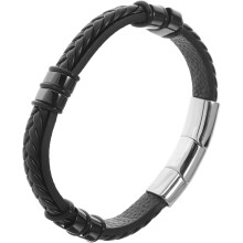 Verstellbares geflochtenes Lederarmband für Herren, handgefertigtes gewebtes Armband