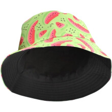 Bucket Hat mit Wassermelonenmuster für Damen, Sonnenschutz, Fischerhut, grüne Urlaubs-Strandkappe