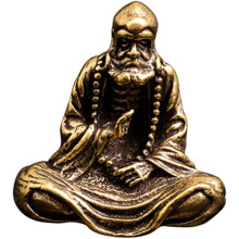 Buddha-Statue aus Bronze, Ornamente, massives Messing, sitzender Buddha