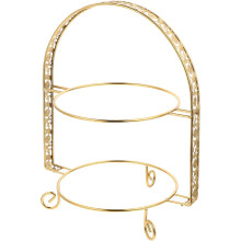 Tortenständer aus Eisen, 2-stöckig, goldener europäischer Stil, modischer Tortenhalter für Hochzeitsfeiern