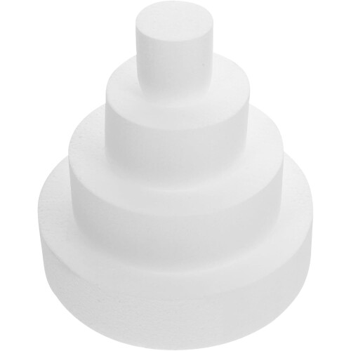 4pcs Foam Cake Models Cake Decorating Props White Round Creative Lightweight