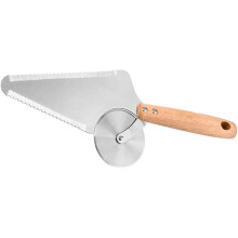 Praktischer Pizzaschneider und Sandwichschneider mit Klinge aus Edelstahl und Holzgriff