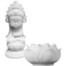 Buddha-Statue aus weißem Kunstharz, dekorative Tischfigur, leicht zu reinigen, für Schreibtisch und Garten.