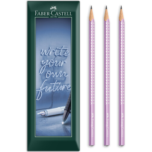 Faber-Castell (Violet) Faber-Castell Sparkle Triangular Graphite Pencil B Grade Pack of 3