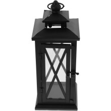 Retro-Hurrikan-Kerzenständer aus Eisen mit windfestem Design und Türverriegelung, quadratischer Sockel, Vintage-Kerzenständer