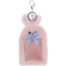 Cute Rabbit Plush Card Pack Photocard Holder Keychain Soft Cartoon Student Id Card Cover Badge Protector Sleeve