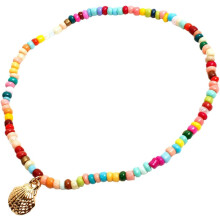 Buntes, handgefertigtes Perlen-Fußkettchen aus hawaiianischem Legierungs-Muschel-Schmuck für Damen – Sommer-Strandschmuck