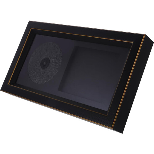 Schwarzer CD-Autogrammrahmen aus Kunstharz mit hoher Transparenz, elegantes Design
