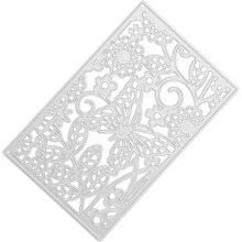 Troquel de corte de metal para repujado, mariposa y plantas florales, 62 x 100 mm, acero al carbono.