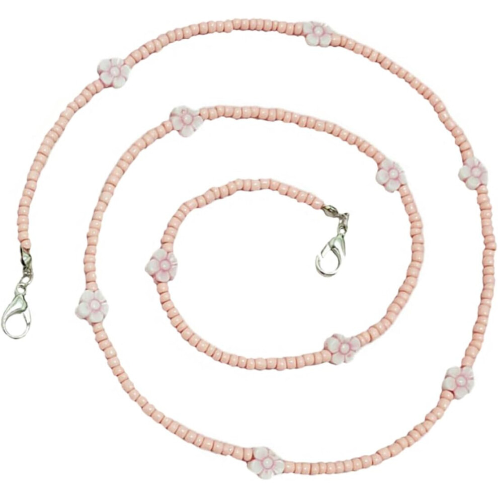 Hkhbjs Bohemian Beaded Mask Chain Adjustable Eyeglass Holder Flower Design 22-Inch