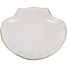 Keramik-Schmuckteller mit Weißgoldrand, muschelförmig, für Ohrringe, Ringe und Schlüssel, Schminktisch