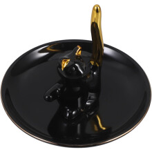 Elegante Schmuckablage aus Keramik in Katzenform, ideal als Dekoration für den Couchtisch