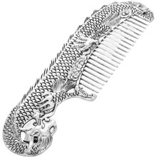 Retro-Kamm aus chinesischer Legierung mit Drachenmotiv und silberner Gravur – Entwirrungswerkzeug für die Haarpflege – Dekoratives Accessoire