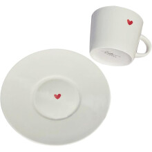 Keramik-Kaffeetasse mit Untertasse, 70 ml, klassisch, zart, weiß, leicht, Cappuccino-Tasse