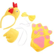 Tierkopfschmuck Cartoon-Kükenkostüm für Jungen und Mädchen Fliege Schwanz Handschuhe Stirnband